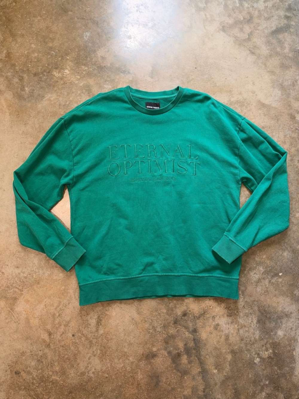Spiritual Gangster Emerald Green "Eternal Optimist" Crewneck Sweater